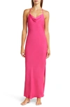 Open Edit Cowl Back Satin Nightgown In Pink Yarrow