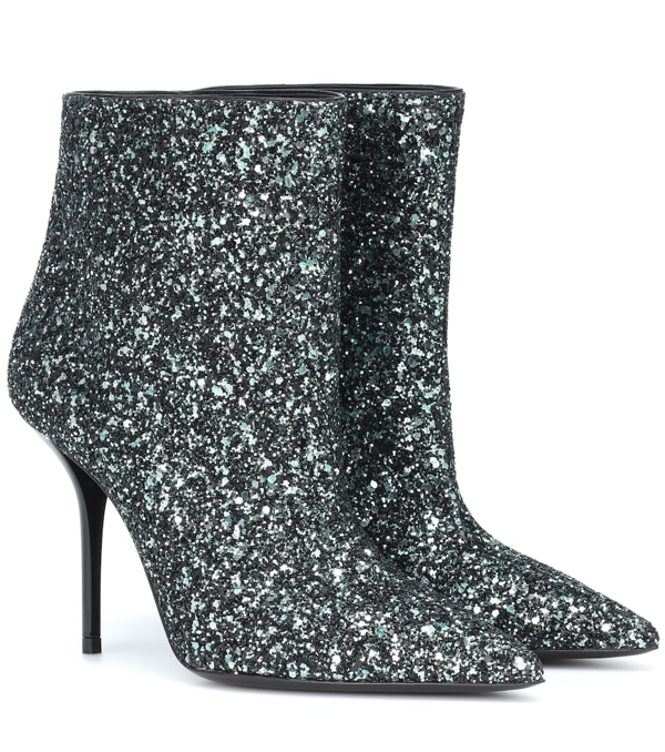 green glitter boots