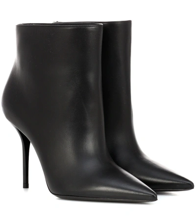 Saint Laurent 95mm Pierre Leather Ankle Boots In Black