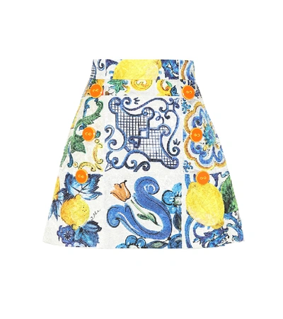 Dolce & Gabbana Printed Cotton And Silk Miniskirt In Multicoloured