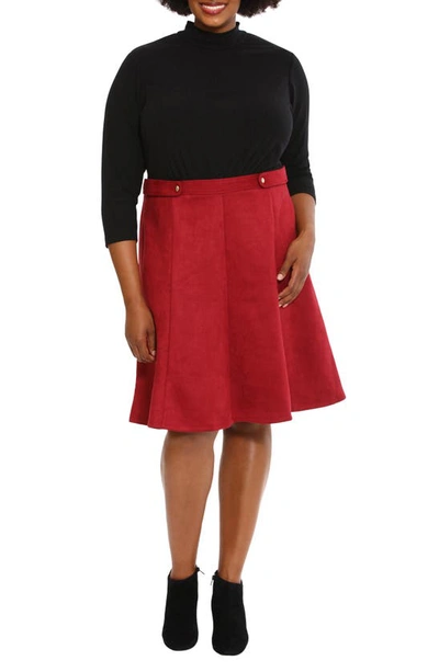 London Times Mixed Media Fit & Flare Dress In Red