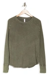 Z By Zella Vintage Washed Relaxed Long Sleeve Tee In Olive Night