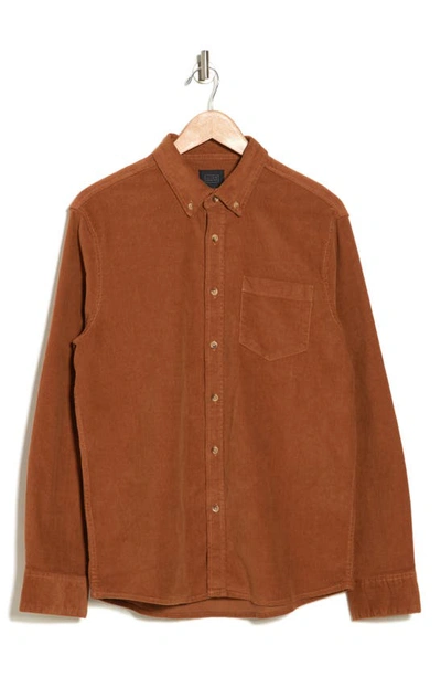 14th & Union Solid Long Sleeve Cotton Button-down Shirt In Rust Argan Oil