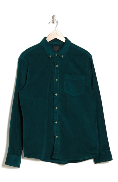 14th & Union Solid Long Sleeve Cotton Button-down Shirt In Teal Deep