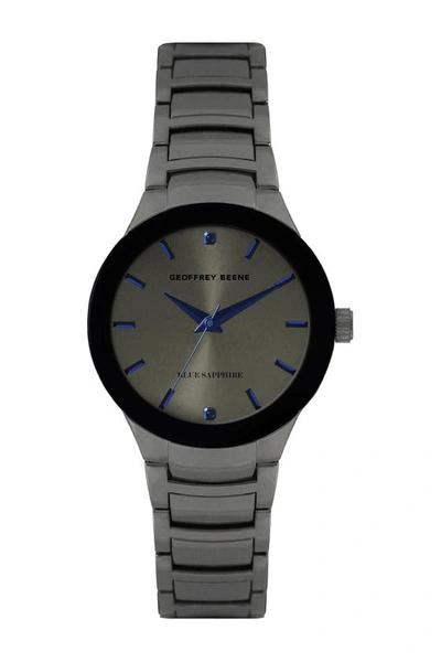 Geoffrey Beene Gunmetal Sapphire Bracelet Watch, 41mm