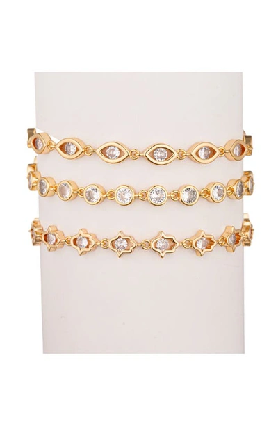 Eye Candy Los Angeles Emma 3-piece Cz Bracelet Set In Gold
