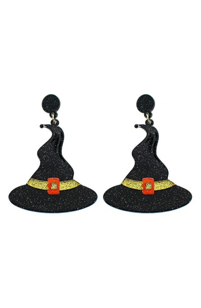 Panacea Witch Hat Drop Earrings In Black