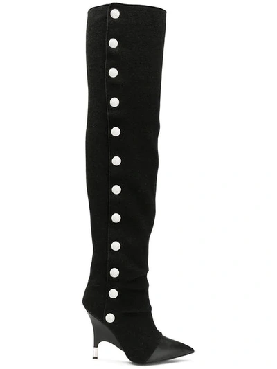 Giuseppe Zanotti 110mm Slouchy Jersey Over The Knee Boots In Black