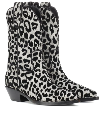 Dolce & Gabbana Texan 40 Leopard Cowboy Boots In Black