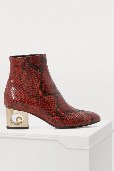 Coliac 55mm Tiffany Snake Printed Leather Boots In Red