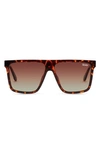 Quay Nightfall 48mm Split Shield Polarized Sunglasses In Tort Gold/ Brown Polarized