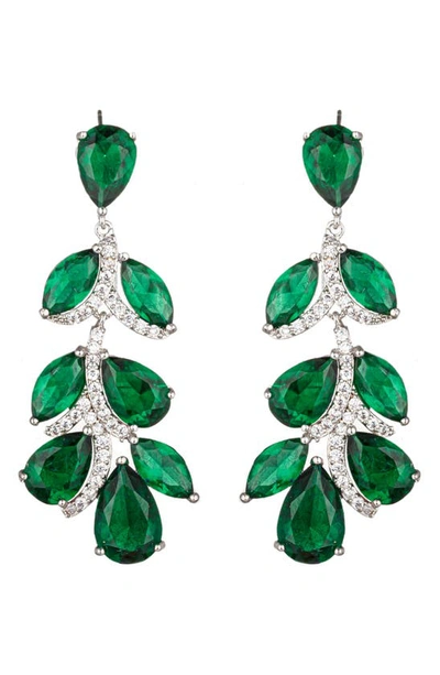 Eye Candy Los Angeles Julie Cubic Zirconia Drop Earrings In Green