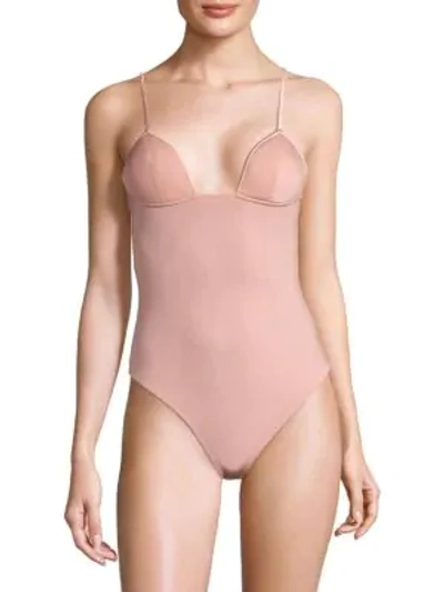 Fleur Du Mal Cupped Bodysuit In Tan