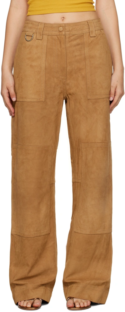 Saks Potts Tan Rose Leather Trousers In Brown