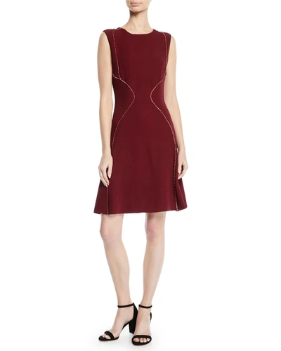 J Mendel Sleeveless A-line Silk Dress In Burgundy