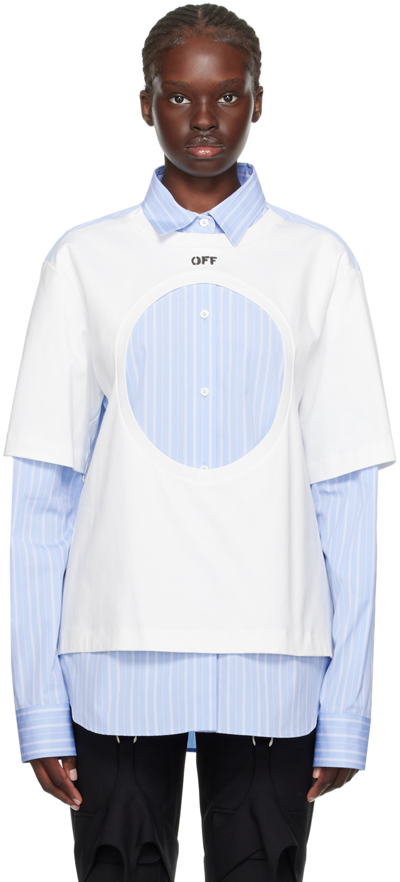 Off-white Meteor Layered Cotton Shirt In Blau