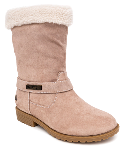 Nautica Little Girls Cosima Cold Weather Faux Fur Boots In Almond