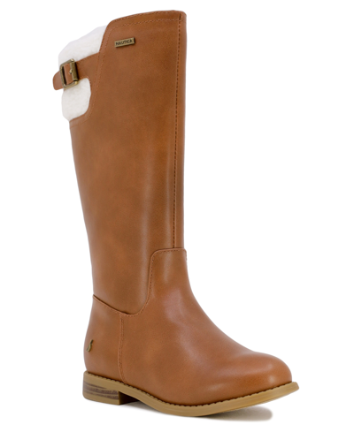 Nautica Little Girls Zaida Pull On Buckle Detail Riding Boots In Tan