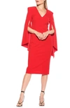 Alexia Admor Ocean Flare Sleeve Midi Dress In Red