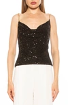 Alexia Admor Aurora Cowl Neck Sequin Tank Top In Black