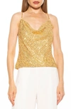 Alexia Admor Aurora Cowl Neck Sequin Tank Top In Gold