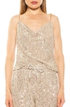 Alexia Admor Aurora Cowl Neck Sequin Tank Top In Silver