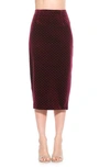 Alexia Admor Jayden Studded Velvet Midi Skirt In Burgundy