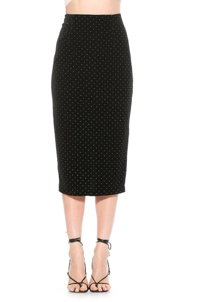 Alexia Admor Jayden Studded Velvet Midi Skirt In Black
