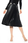 Alexia Admor Luca High Waist Pleated Faux Leather Skirt In Navy