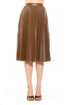 Alexia Admor Luca High Waist Pleated Faux Leather Skirt In Brown