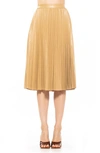 Alexia Admor Luca High Waist Pleated Faux Leather Skirt In Light Beige