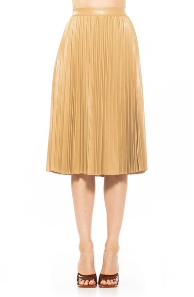 Alexia Admor Luca High Waist Pleated Faux Leather Skirt In Brown