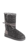 Muk Luks Clementine Faux Fur Boot In Grey Plaid