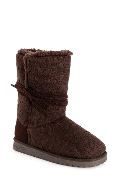 Muk Luks Clementine Faux Fur Boot In Chocolate Chip Marl