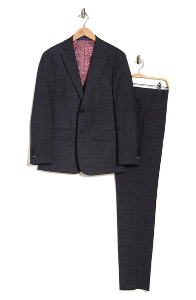 English Laundry Muted Plaid Two Button Notch Lapel Suit In Black