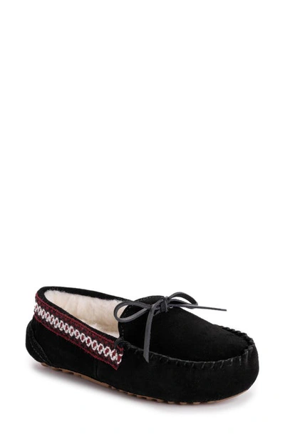Muk Luks Jane Indoor/outdoor Slipper With Wool Blend Lining In Ebony