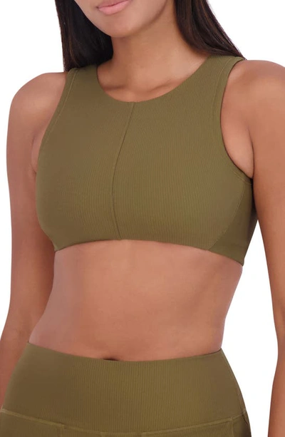 Sage Collective Racer Rib Sports Bra In Green