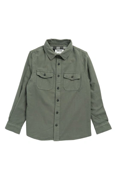 Sovereign Code Kids' Archer Solid Flannel Button-up Shirt In Sage
