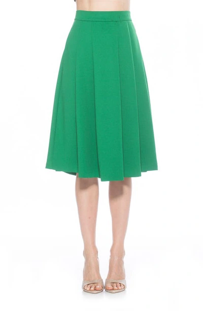 Alexia Admor Theana Flare Pleat Midi Skirt In Green