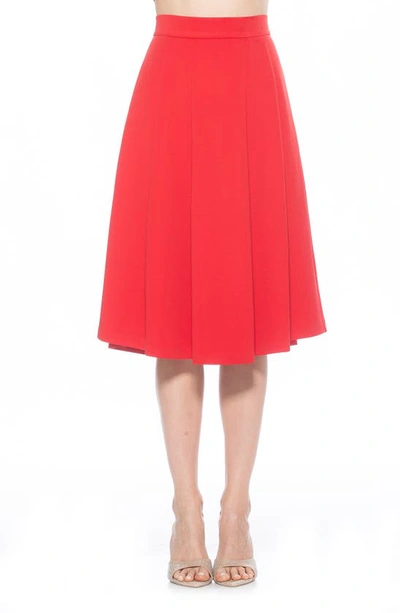 Alexia Admor Theana Flare Pleat Midi Skirt In Red