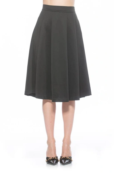 Alexia Admor Theana Flare Pleat Midi Skirt In Black