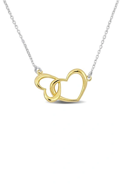 Delmar Double Heart Necklace In Yellow Gold