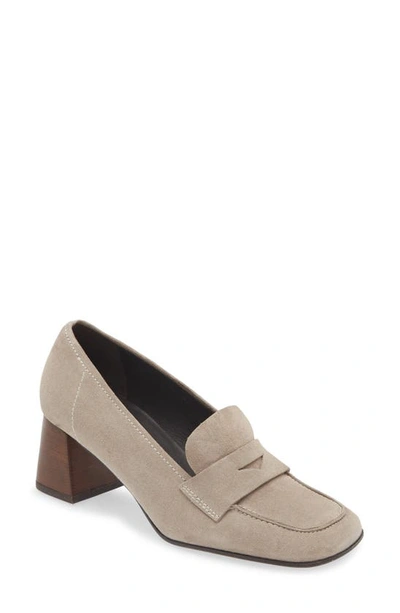 Chocolat Blu Zaza Penny Loafer Pump In Taupe Suede