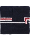 Thom Browne Navy Wool Striped Scarf - Blue