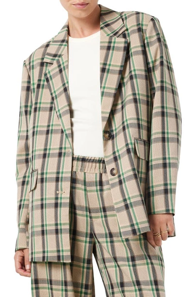 Noisy May Laura Oversize Check Blazer In Nomad Aop Check