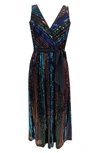 Julia Jordan Rainbow Sequin Stripe Fit & Flare Cocktail Dress In Blue Multi