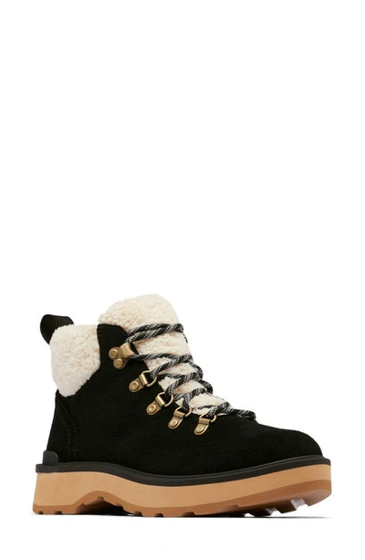Sorel Hi-line Cozy Lace-up Hiking Boot In Black/tawny Buff