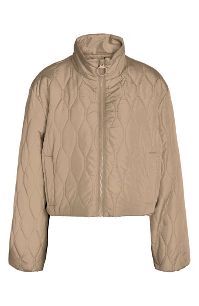 Noisy May Leah Quilted Stand Collar Jacket In Nomad