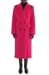 Apparis Astrid Double Breasted Faux Fur Coat In Shocking Pink