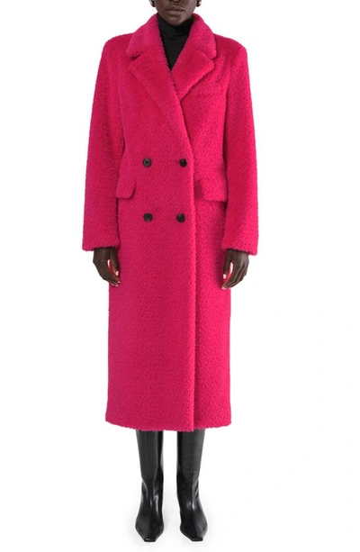 Apparis Astrid Double Breasted Faux Fur Coat In Shocking Pink